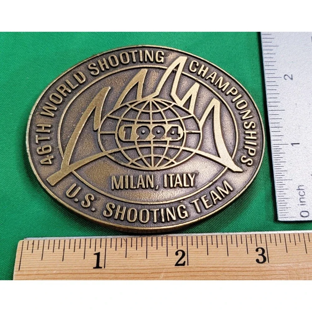 1994 United States Shooting Team Metal Belt Buckle Milan, Italy 46th World US